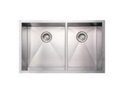 Whitehaus Collection WHNCMD3320 33 in. Noahs Collection commercial double bowl undermount sink Brushed Stainless Steel