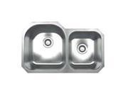 Whitehaus Collection Alfi Trade WHNDBU3220 31.87 in. Noahs Collection double bowl undermount sink Brushed Stainless Steel