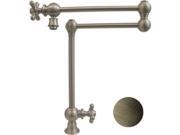 Whitehaus Collection WHKPFDCR3 9555 AB 19.50 in. Vintage III patented deck mount pot filler with cross handles and swivel aerator Antique Brass