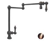 Whitehaus Collection WHKPFDLV3 9555 ACO 19.50 in. Vintage III patented deck mount pot filler with lever handles and swivel aerator Antique Copper