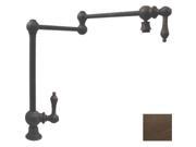 Whitehaus Collection WHKPFDLV3 9555 MB 19.50 in. Vintage III patented deck mount pot filler with lever handles and swivel aerator Mahogany Bronze