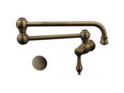 Whitehaus Collection WHKPFLV3 9500 AB 22 in. Vintage III wall mount pot filler with lever handle Antique Brass