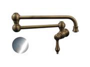 Whitehaus Collection WHKPFLV3 9500 BN 22 in. Vintage III wall mount pot filler with lever handle Brushed Nickel