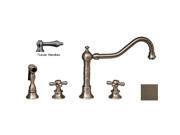 Whitehaus Collection WHKLV3 4400 P 10.50 in. Vintage III widespread faucet with long traditional swivel spout lever handles and solid brass side spray Pewter