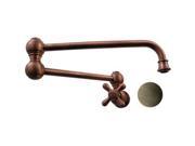 Whitehaus Collection WHKPFCR3 9500 AB 22 in. Vintage III wall mount pot filler with cross handles Antique Brass