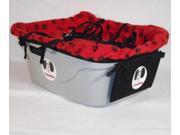 FidoRido Products FRG2RB LL Gray Two Seater with Light Weight Fleece in Red with Black Paw Prints and Two Large Harnesses