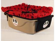 FidoRido Products FRT1RB L Tan One Seater with Light Weight Fleece in Red with Black Paw Prints and Large Harness