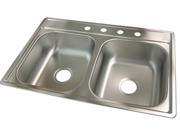 Franke Kindred FDS704NB 33 in. X 22 in. X 7 in. Satin Stainless Steel 4 Hole Sink