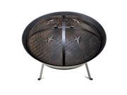 Zingz Thingz 57070919 Cast Iron Western Stars Fire Pit with Detailed Mesh Lid