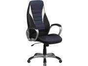 Flash Furniture CH CX0243H SAT GG High Back Black Vinyl Executive Office Chair with Blue Mesh Insets