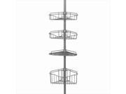 Zenith Products 2120BC Tub and Shower Tension Pole Caddy 3 Shelf and 1 Basket in Brushed Chrome