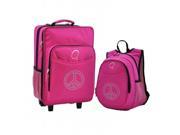 O3 O3LBPSET002 O3 Kids Luggage Suitcase and Backpack Set With Integrated Cooler Bling Rhinestone Peace
