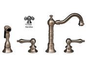 Whitehaus Collection WHVEGCR3 886 AB 6.12 in. Vintage III entertainment prep widespread faucet with short traditional swivel spout cross handles and solid bra