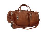 Piel Leather 2028 Duffel With Pockets On Wheels Saddle
