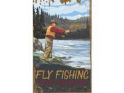 ArteHouse 0003 0533 Fly Fisherman Planked Wood 14 x 23 Sign