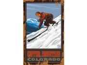ArteHouse 0003 0496 Male Skier Planked Wood 14 x 23 Sign