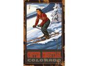 ArteHouse 0003 0502 Downhill Skier Planked Wood 14 x 23 Sign