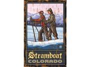 ArteHouse 0003 0508 Crosscountry Skiers Planked Wood 14 x 23 Sign