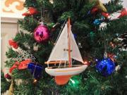 Handcrafted Model Ships Sailboat9 107 XMAS Orange Sailboat Christmas Tree Ornament 9 in. Nautical Christmas Decoration
