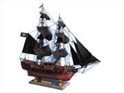 Handcrafted Model Ships A2203B Caribbean Pirate Ship Limited 26 in. Black Sails Decorative Model Pirate Ships