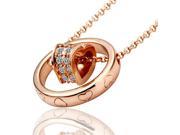 I. M. Jewelry N028 Cecile Heart 18K Gold Plated Rhinestone Pendant Necklace Rose Gold