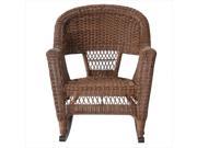 Jeco W00205R C 2 RCES007 3 Piece Honey Rocker Wicker Chair Set With Brown Cushion