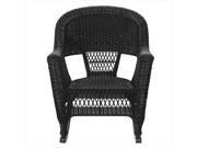 Jeco W00207R D 2 Black Rocker Wicker Chair Set 2