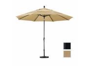 March Products GSCU118302 8318 DWV 11 ft.Aluminum Market Umbrella Collar Tilt Double Vents Matted Black Sunbrella Sesame Linen