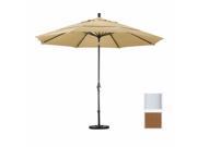 March Products GSCU118170 5488 DWV 11 ft.Aluminum Market Umbrella Collar Tilt Double Vents Matted White Sunbrella Canvas Teak