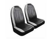 Pilot Automotive SC 440G Sport Synthetic Leather Pair Seat Covers Black Grey 2 Piece Set