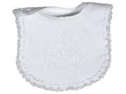 Raindrops 6147F Raindrops My Godfather Loves Me Embroidered Bib Lace