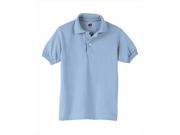 Hanes 054Y Kids Cotton Blend Jersey Polo Size Extra Large Light Blue