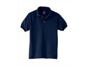 Hanes 054Y Kids Cotton Blend Jersey Polo Size Extra Small Deep Navy Blue