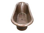 The Copper Factory Solid Hand Hammered Copper 72in. Double Slipper Bath Tub With Base in Antique Copper Finish CF167AN