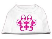 Mirage Pet Products 51 113 LGWT Argyle Paw Pink Screen Print Shirt White L 14