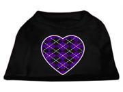 Mirage Pet Products 51 110 XSBK Argyle Heart Purple Screen Print Shirt Black XS 8
