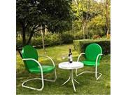 Crosley Furniture KO10004GR Griffith 3 Piece Metal Outdoor Conversation Seating Set Two Chairs in Grasshopper Green Finish with Side Table in White Finish