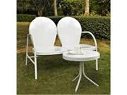 Crosley Furniture KO10006WH Griffith 2 Piece Metal Outdoor Conversation Seating Set Loveseat and Table in White Finish
