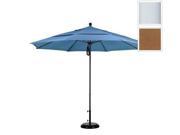 March Products ALTO118170 5488 DWV 11 ft. Fiberglass Pulley Open Double Vents Market Umbrella Matted White and Sunbrella Canvas Teak