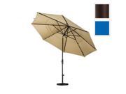 March Products GSCU118117 SA01 DWV 11 ft. Aluminum Market Umbrella Collar Tilt Double Vents Bronze Pacifica Pacific Blue