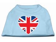 Mirage Pet Products 51 137 XSBBL British Flag Heart Screen Print Shirt Baby Blue XS 8