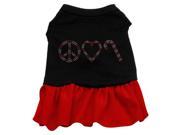 Mirage Pet Products 58 27 XXLBKRD Peace Love Candy Cane Rhinestone Dress Black with Red XXL 18