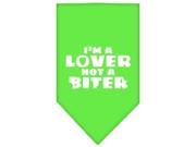 Mirage Pet Products 66 40 LGLG Im a Lover Not a Biter Screen Print Bandana Lime Green Large
