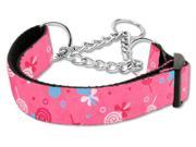 Mirage Pet Products 125 018M LGBPK Lollipops Nylon Ribbon Collar Martingale Large Bright Pink