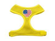 Mirage Pet Products 70 40 XLYW Heart Flag USA Screen Print Soft Mesh Harness Yellow Extra Large