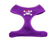 Mirage Pet Products 70 46 XLPR Skull Bow Screen Print Soft Mesh Harness Purple Extra Large