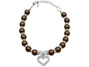 Mirage Pet Products 99 04 LGCH Heart and Pearl Necklace Chocolate Lg 10 12