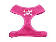 Mirage Pet Products 70 46 SMPK Skull Bow Screen Print Soft Mesh Harness Pink Small