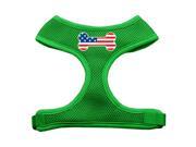 Mirage Pet Products 70 36 LGEG Bone Flag USA Screen Print Soft Mesh Harness Emerald Green Large