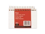 Mead MEA63130 Index Cards Wirebound Ruled 5in.x3in. 50 Ct. White